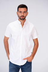 Mens Half Sleeved Slim Fit Basic Plain Shirt Made Of Lycra Poplin Material
