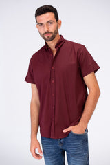 Mens Half Sleeved Slim Fit Basic Plain Shirt Made Of Lycra Poplin Material