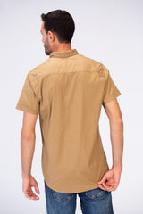 Mens Half Sleeved Slim Fit Basic Plain Shirt Made Of Lycra Poplin Material