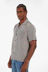 Men's Slim Fit Short Sleeve Striped Breathable Shirt With Front Pocket