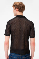 Men's Slim Fit Sheer Short Sleeve Mesh Shirt In Modern Design