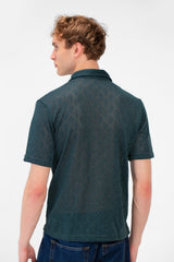 Men's Slim Fit Sheer Short Sleeve Mesh Shirt In Modern Design