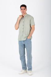 قميص رجالي بأكمام نصفية جاكار Slim Fit بياقة وقصة فريدة