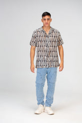 Mens Half Sleeve Jakar Slim Fit Shirt With Front Buttons In Black