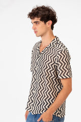 Men's Slim Fit Short Sleeve Jakar Mesh Shirt With Breathable High Quality Material