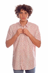 Men's Short Sleeve Casual Made Of Soft Cotton Regular Fit Shirt With Printed Jakar Pattern