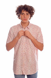 Men's Short Sleeve Casual Made Of Soft Cotton Regular Fit Shirt With Printed Jakar Pattern