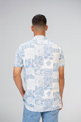 Mens Half Sleeved Jakar Slim Fit Shirt With Printed Cotton Viscose Material