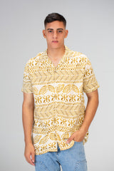 Mens Jakar Short Sleeved Slim Fit Shirt Made Of Viscose Cotton Material