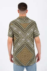 Mens Printed Half Sleeves Jakar Slim Fit Shirt Made Of Cotton Viscose Material