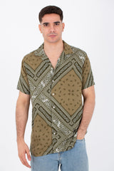 Mens Printed Half Sleeves Jakar Slim Fit Shirt Made Of Cotton Viscose Material