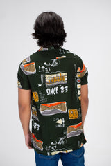 Men's Slim Fit Jakar Printed Shirt With Short Sleeves And Comfortable Cotton Material