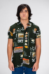 Men's Slim Fit Jakar Printed Shirt With Short Sleeves And Comfortable Cotton Material
