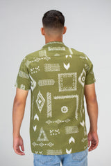 Mens Jakar Short Sleeved Shirt Made Of Linen Material