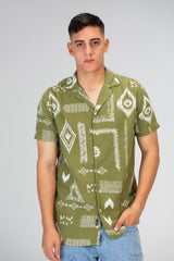 Mens Jakar Short Sleeved Shirt Made Of Linen Material