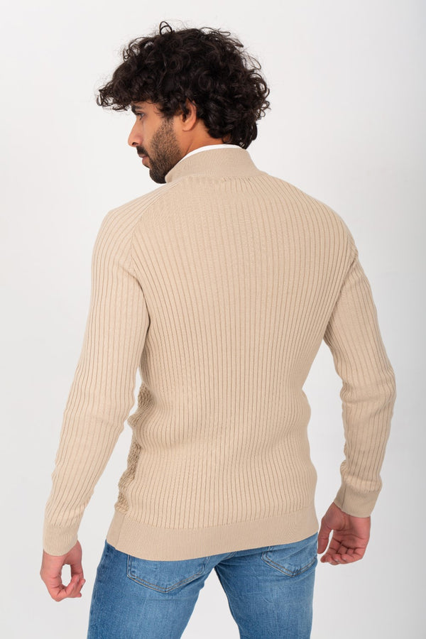 Men's Slim Fit Full Zipper Unique Style Soft Wool Pullover