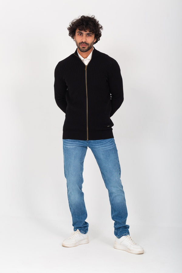 Men's Slim Fit Full Zipper Unique Style Soft Wool Pullover