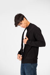 Men's Cotton Sweater Pullover With A Round Neck And Full Zip