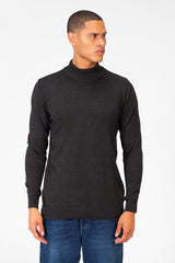 Men's Plain Pullover With High Collar And Long Sleeves