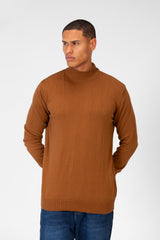 Men's Plain Pullover With High Collar And Long Sleeves