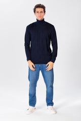 Men's Basic Pullover With High Collar And Long Sleeves