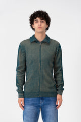 Men's Pullover With Full Zip Up Collar And Long Sleeves
