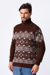 Men's Slim Fit High Neck Printed Long Sleeve Pullover