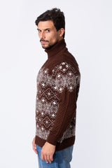 Men's Slim Fit High Neck Printed Long Sleeve Pullover