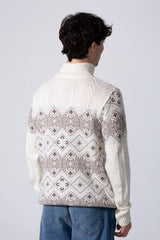 Men's Slim Fit High Neck Printed Long Sleeve Pullover