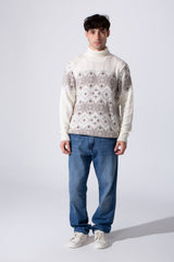 Men's Slim Fit High Neck Printed Long Sleeve Pullover