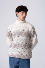 Men's Slim Fit High Neck Printed Long Sleeve Pullover