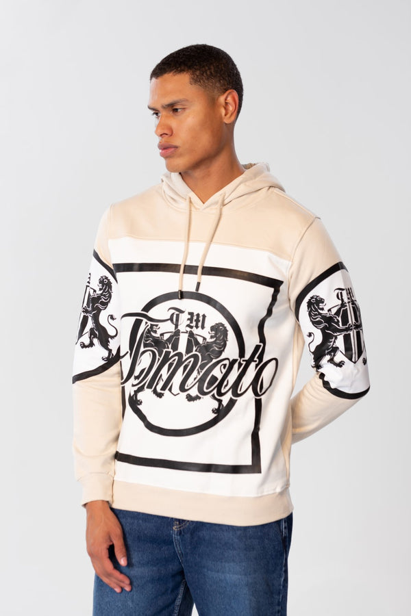 Men's Hoodie With Front And Shoulder Print And Long Sleeves