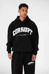 Men's Over Size Hood Sweatshirt With Front Print In Melton Material