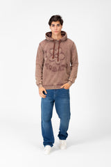Men's Washed Tomato Print Front Hoodie Sweatshirt