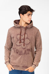 Men's Washed Tomato Print Front Hoodie Sweatshirt