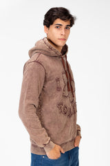 Men's Washed Tomato Print Front Hoodie Sweatshirt