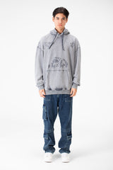Men's Washed oversized Hood sweatshirt