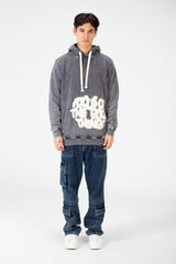 Men's Washed printed sweatshirt with a front kangaroo pocket