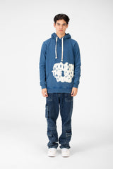 Men's Washed printed sweatshirt with a front kangaroo pocket