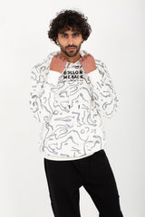Unisex Padded Hooded Front Print & Full Pattern Hoodie Sweatshirt