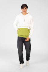 Men's Two-Tone Hoodie Sweatshirt With Text Print On The Front