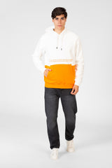 Men's Two-Tone Hoodie Sweatshirt With Text Print On The Front