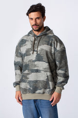 Men's Camo Melton Regular Fit Hooded Long Sleeves Sweatshirt
