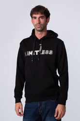 Men's Slim Fit Foil Print Hood Sweatshirt With Front Pocket And Long Sleeves