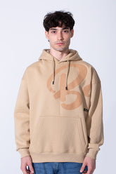 Men's Oversized Melton Hoodie Sweatshirt With Text Print