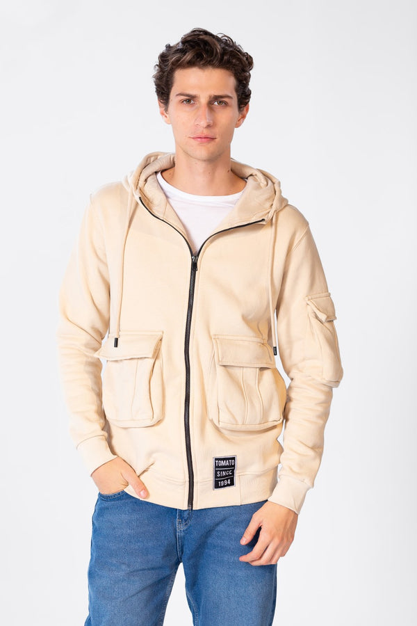Men's Sweatshirt With Front Zipper And Pockets
