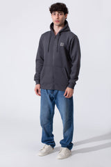 Men's Tomato Slim Fit Hood Sweatshirt With Full Front Zipper And Pockets