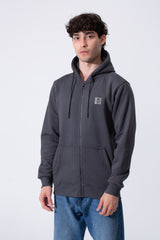 Men's Tomato Slim Fit Hood Sweatshirt With Full Front Zipper And Pockets