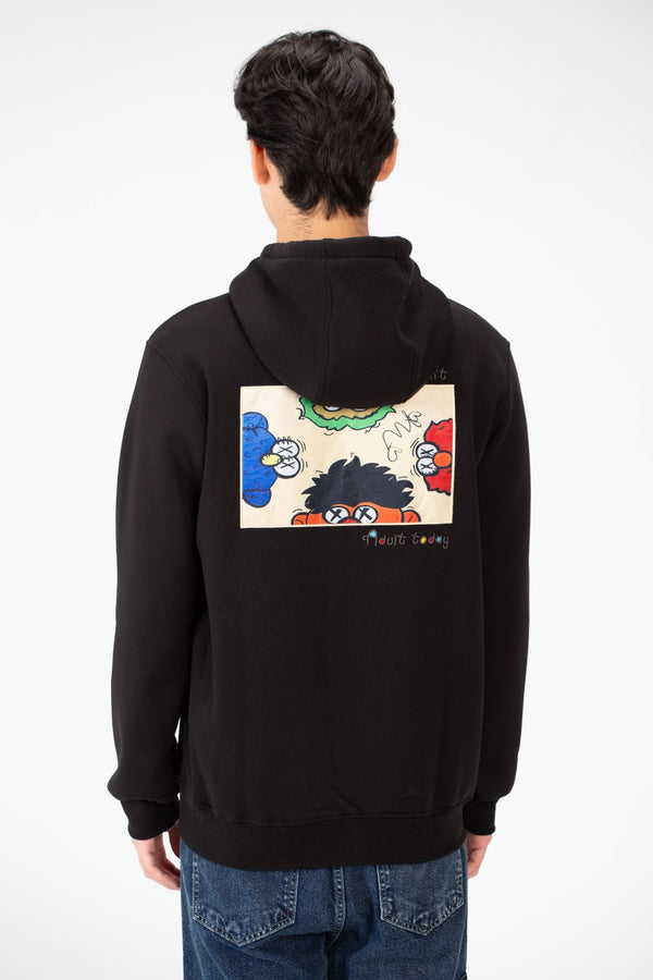 Men's Printed Hood Sweatshirt With Full Zipper Closure