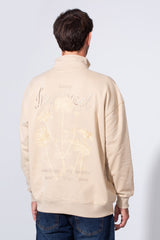 Men's Half Zip Melton Regular Fit Sweatshirt With A Distinctive Back Print